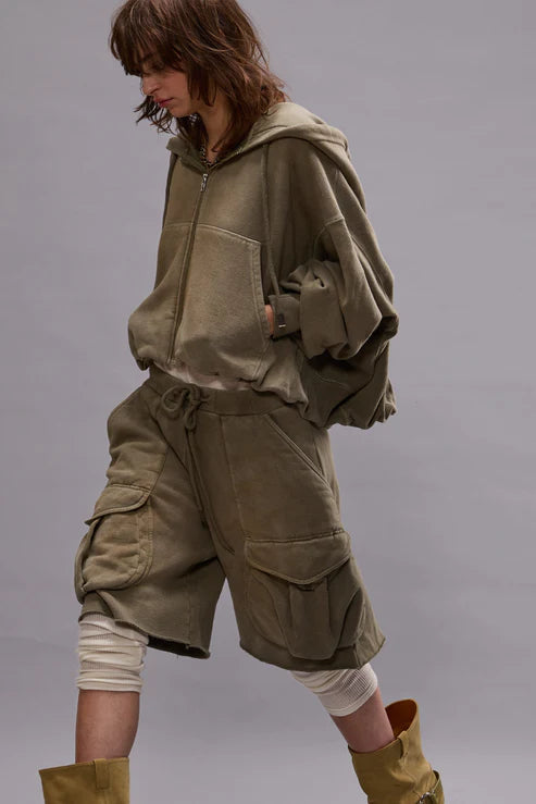 Balloon Zip Up Hoodie Faded Olive