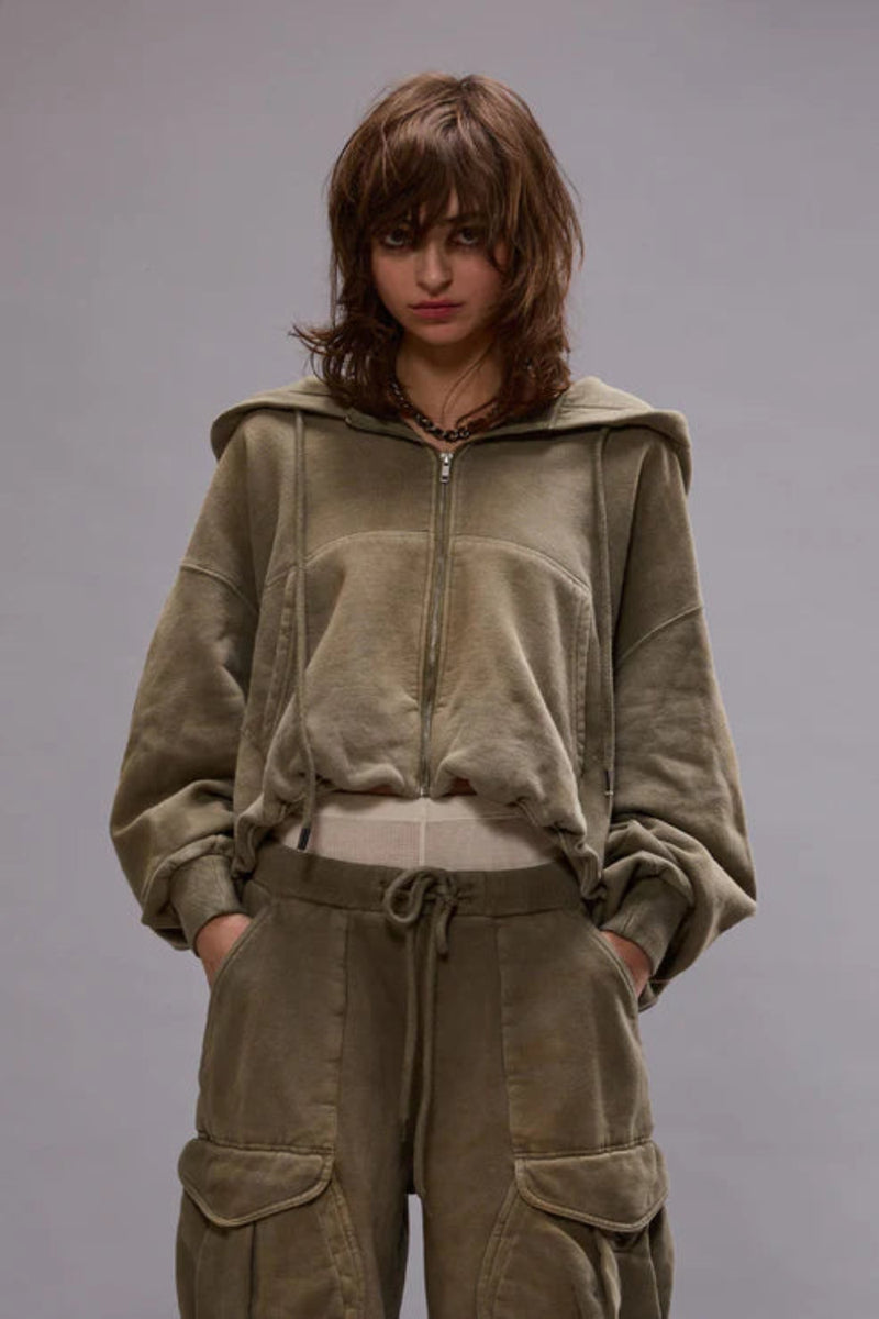 Balloon Zip Up Hoodie Faded Olive