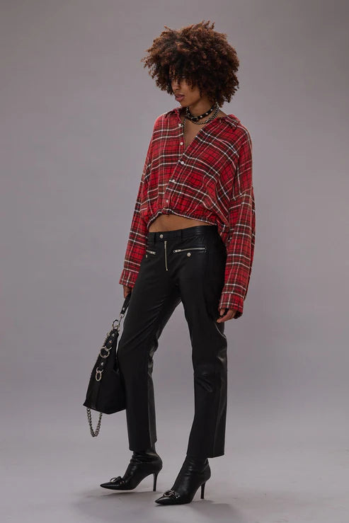 Crossover Bubble Shirt Washed Red Plaid
