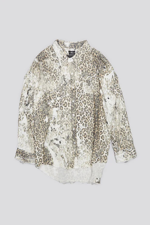 Shredded Seam Drop Neck Shirt