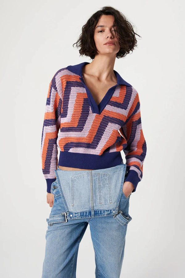CHUFY WOMEN'S KNITWEAR Rain Knitted Sweater Wavy Lilac