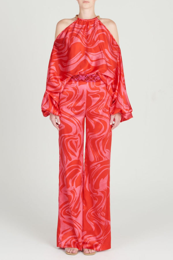 Janina Blouse Pink Red Marble