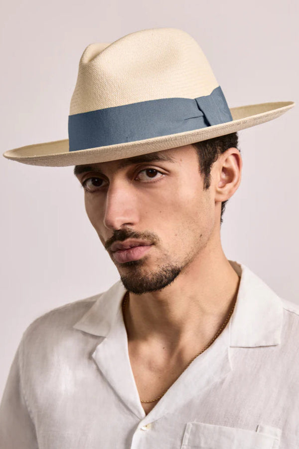 Rafael Panama Hat Wide Ribbon Dusty Sky