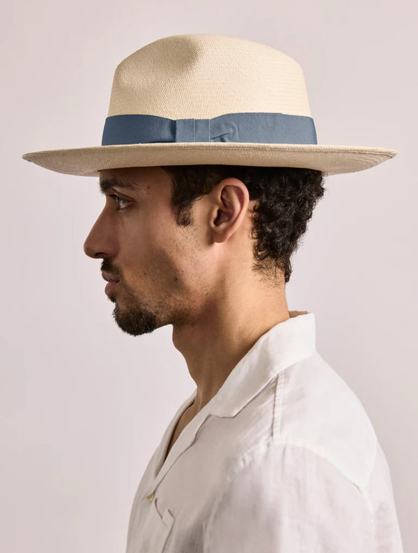 Rafael Panama Hat Wide Ribbon Dusty Sky