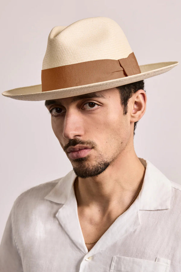 Rafael Panama Hat Wide Ribbon Terracotta