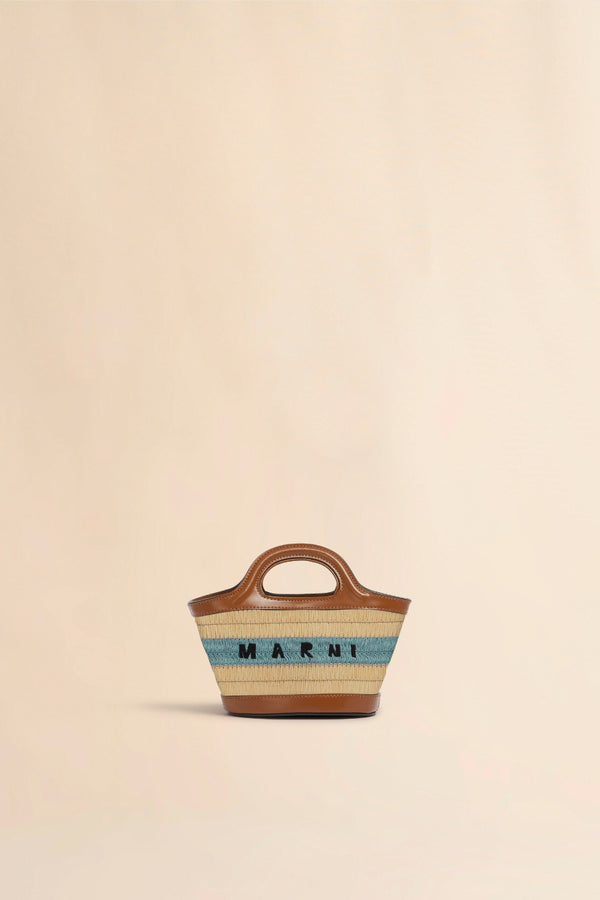 Raffia Effect Blue Crochet Tropicalia Micro Bag