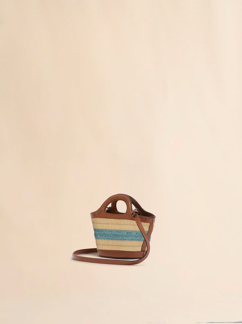 Raffia Effect Blue Crochet Tropicalia Micro Bag