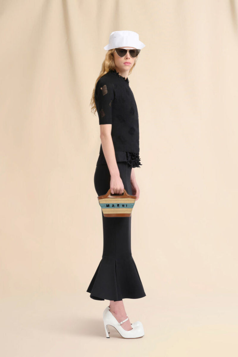 Raffia Effect Blue Crochet Tropicalia Micro Bag