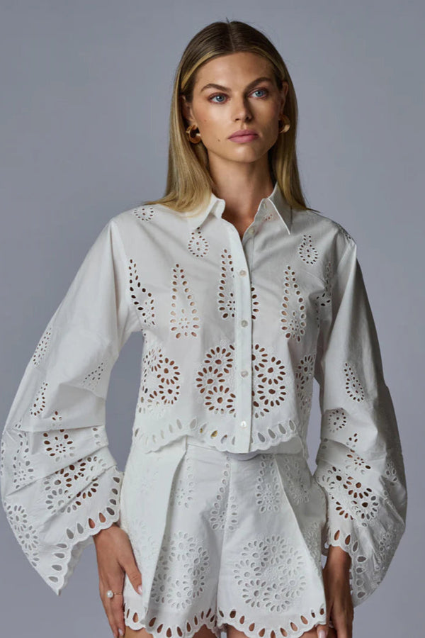 Raquel Top Eyelet White