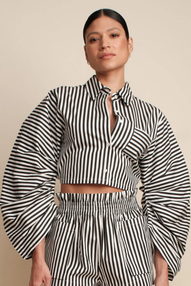 Raquel Top Black White-Stripe