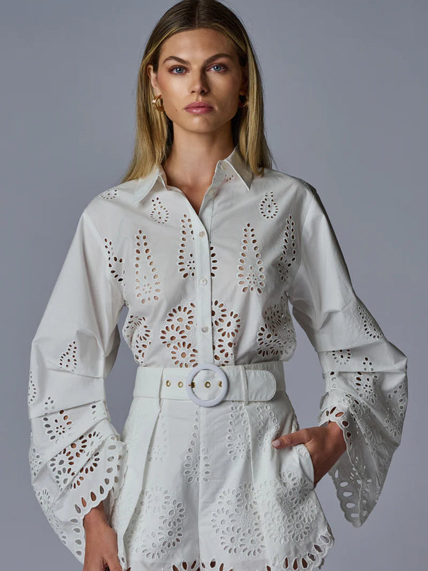 Raquel Top Eyelet White