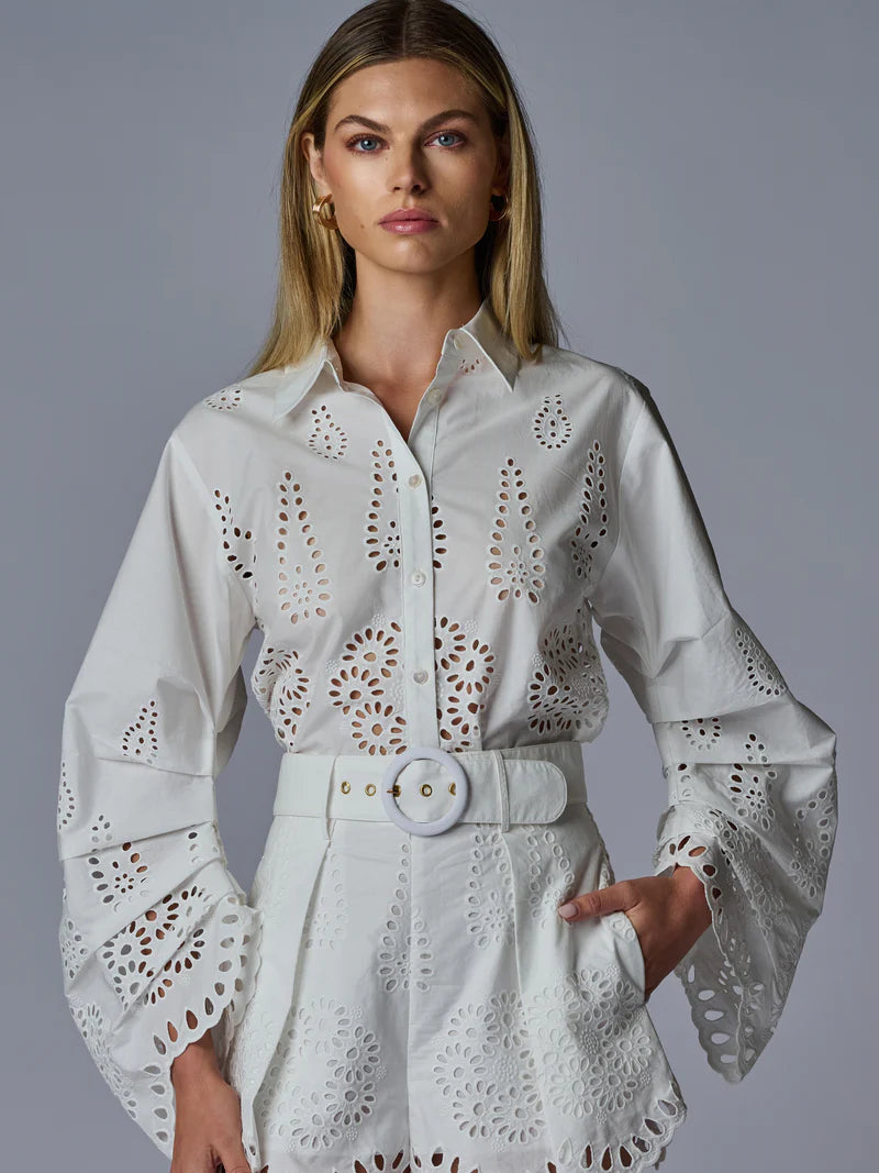Raquel Top Eyelet White