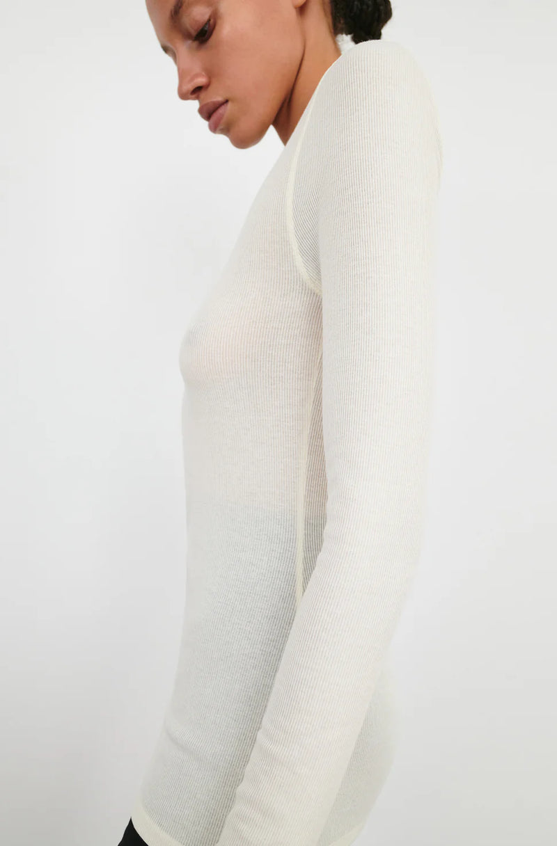 Ribbed LS Tee off White