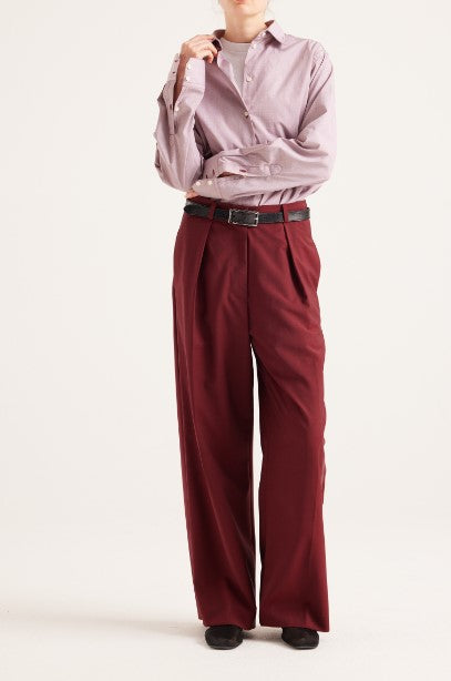 Wide Leg Single Pleated Tailored Trousers
