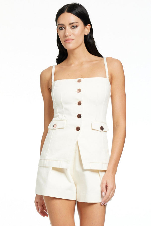 Roxy Square Neck Button Front Cutaway Vest