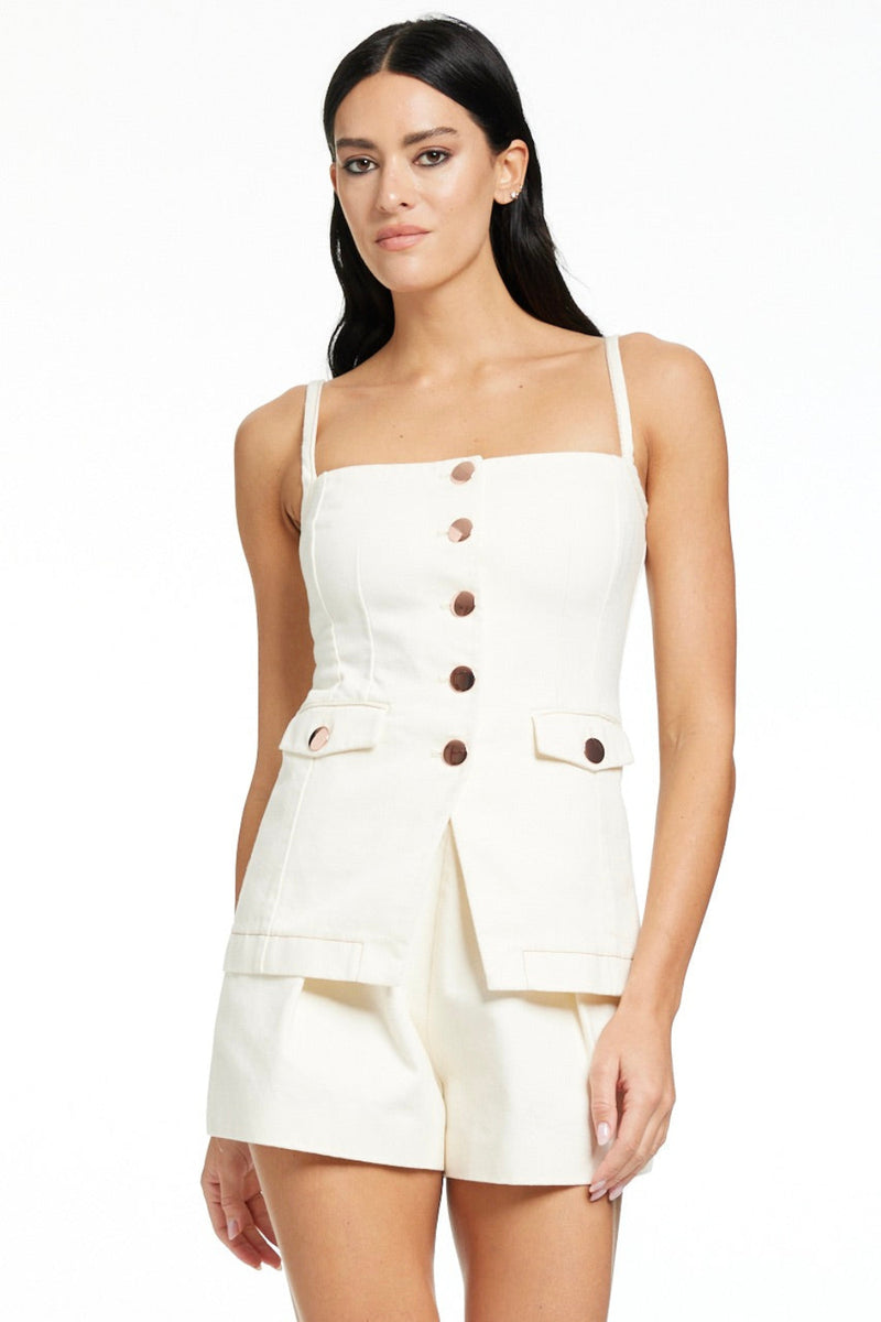 Roxy Square Neck Button Front Cutaway Vest