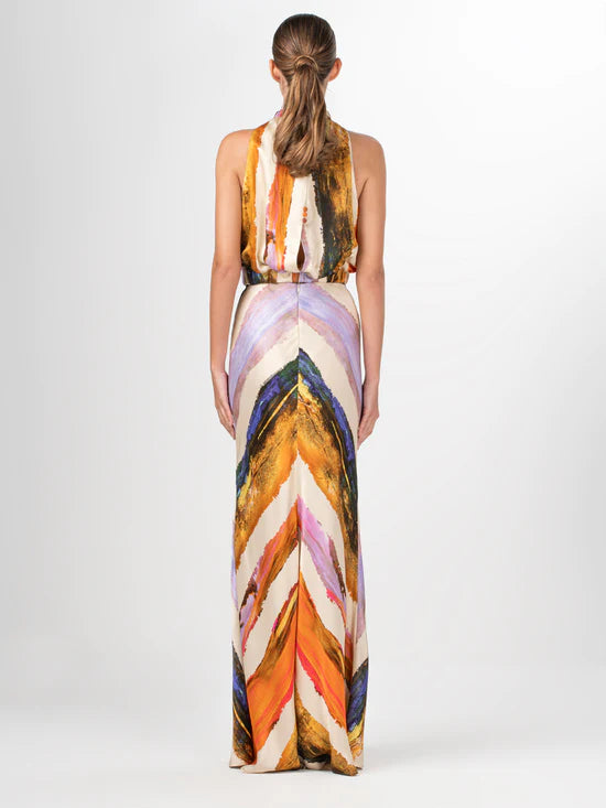 Laurina Skirt Orange Orchid Abstract