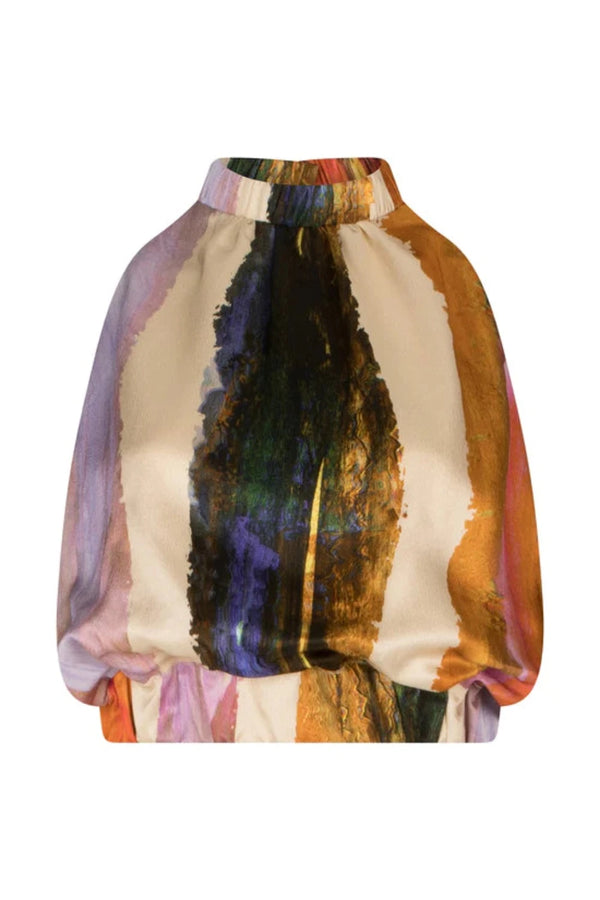 Stefano Blouse Orange Orchid Abstract