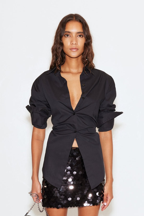 Loch Poplin Button Up Black