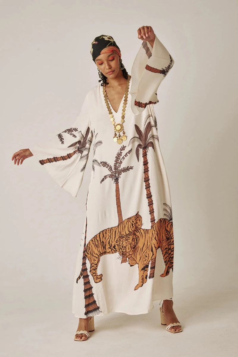 lena kaftan tiger palm resortwear summer dressing