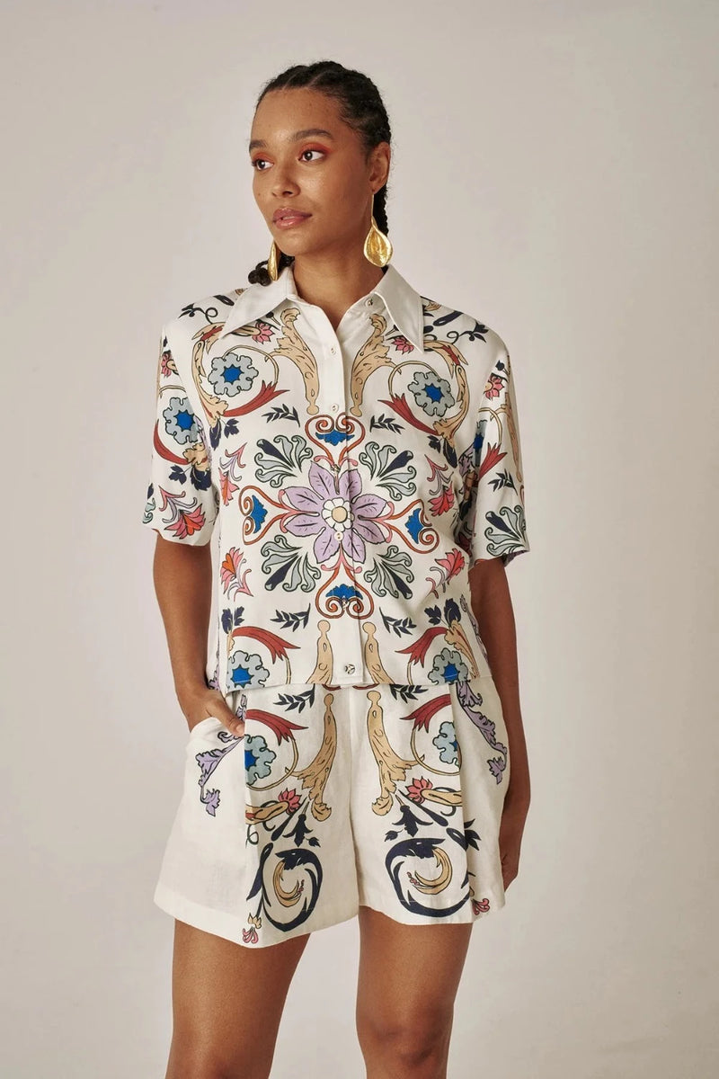 pina shirt scrolls print multi color summer dressing sets