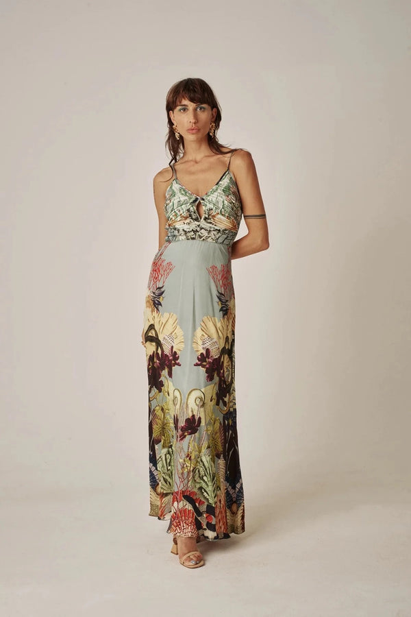 carolina k snake shells blue carmel dress ss23 sexy sustainable viscose bemberg