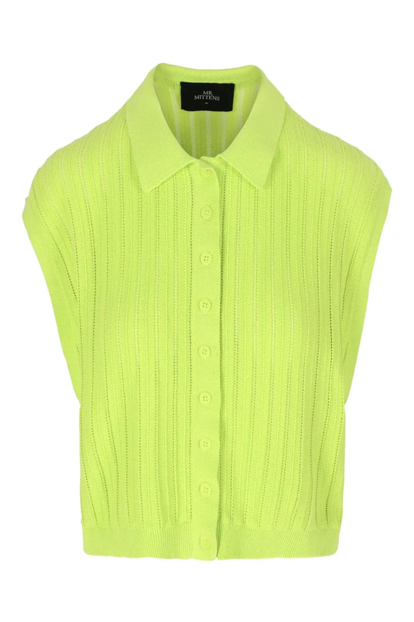 Theo Lace Polo Top Lime