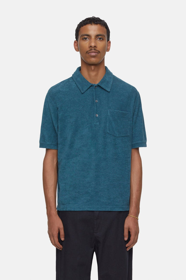 SS Shirt with Polo Collar Midnight Lake