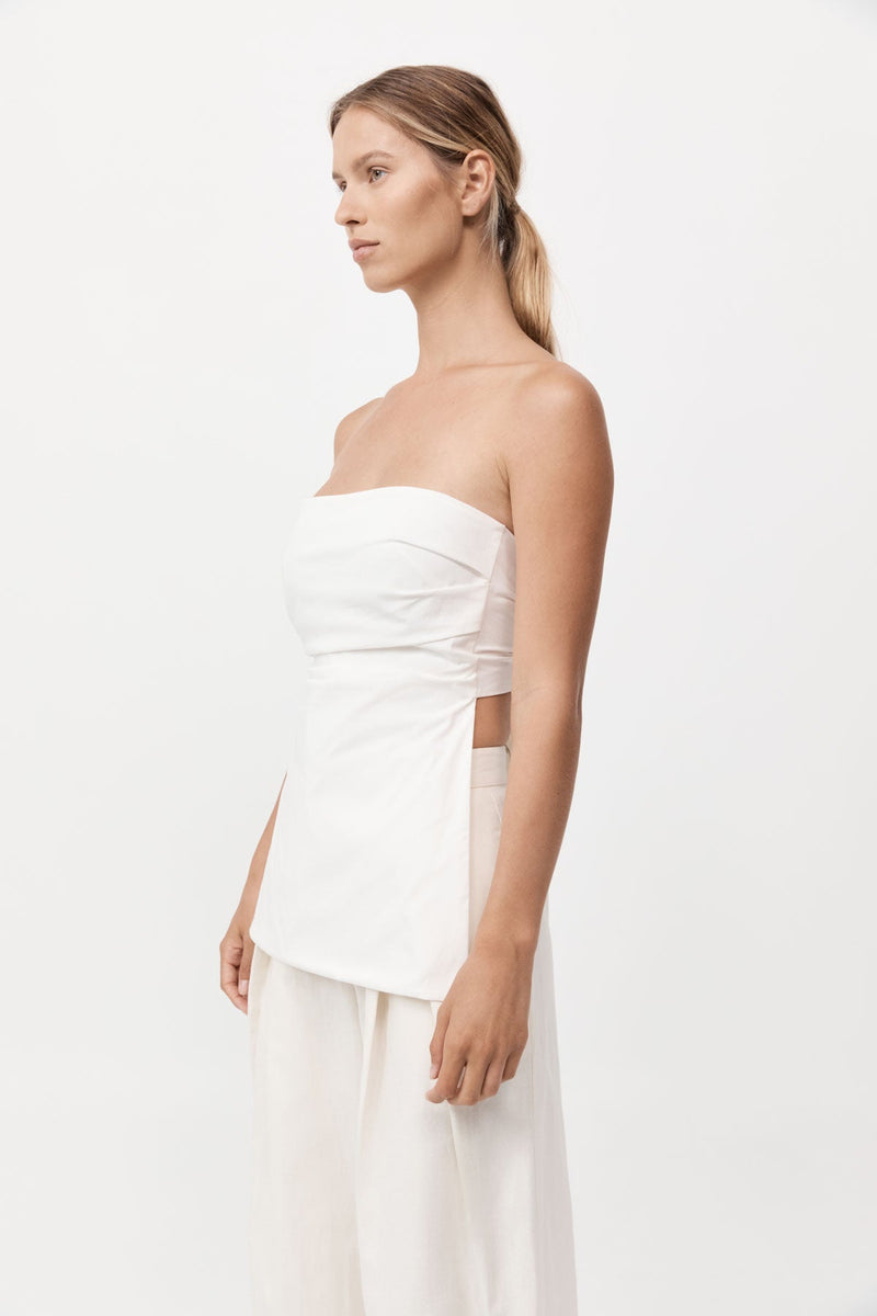 Strapless Tie Back Tie Top White
