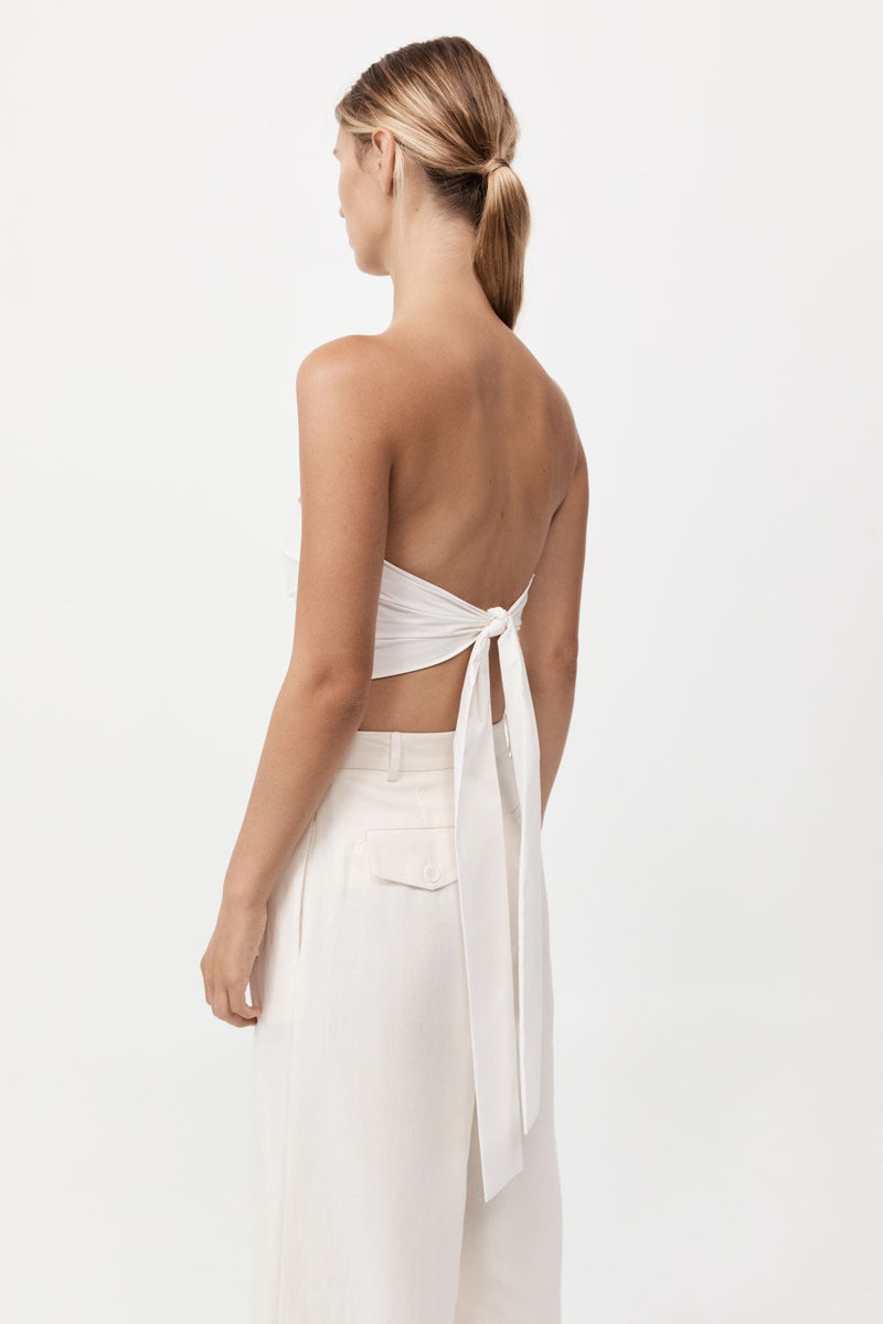 Strapless Tie Back Tie Top White