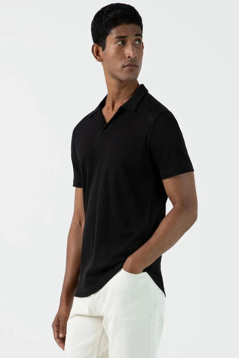 Linear Mesh Polo Black