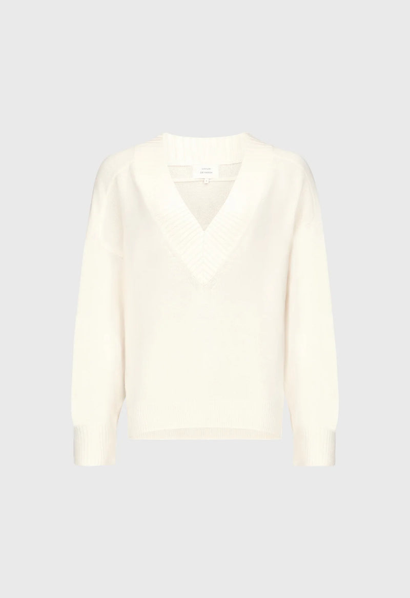 Sage LDS Ivory V Neck Cashmere Sweater
