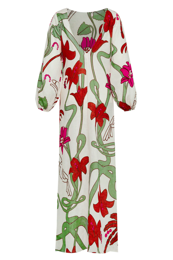 Saman Embroidered Maxi Linen Dress
