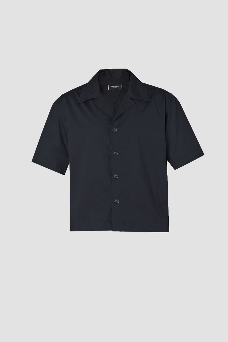Saulo Cuban Shirt Smooth Weave Black