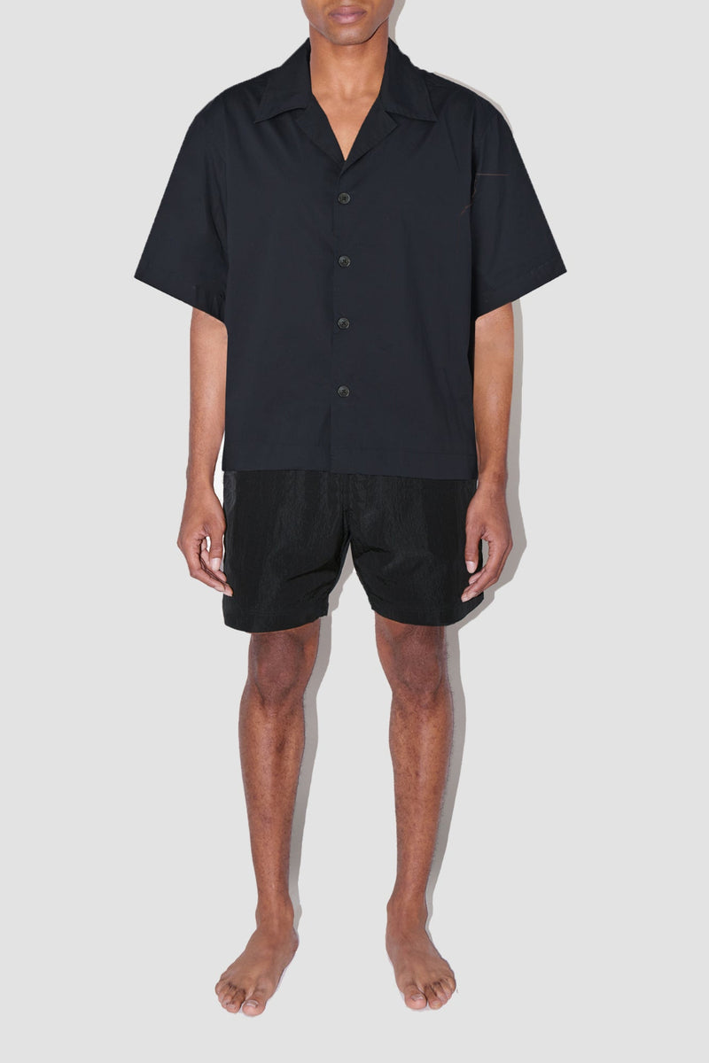 Saulo Cuban Shirt Smooth Weave Black