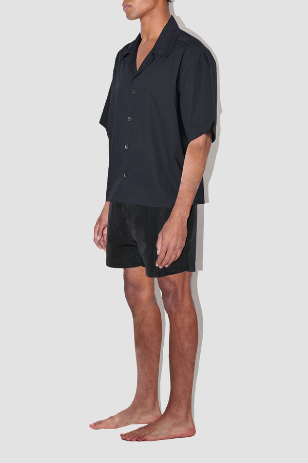 Saulo Cuban Shirt Smooth Weave Black