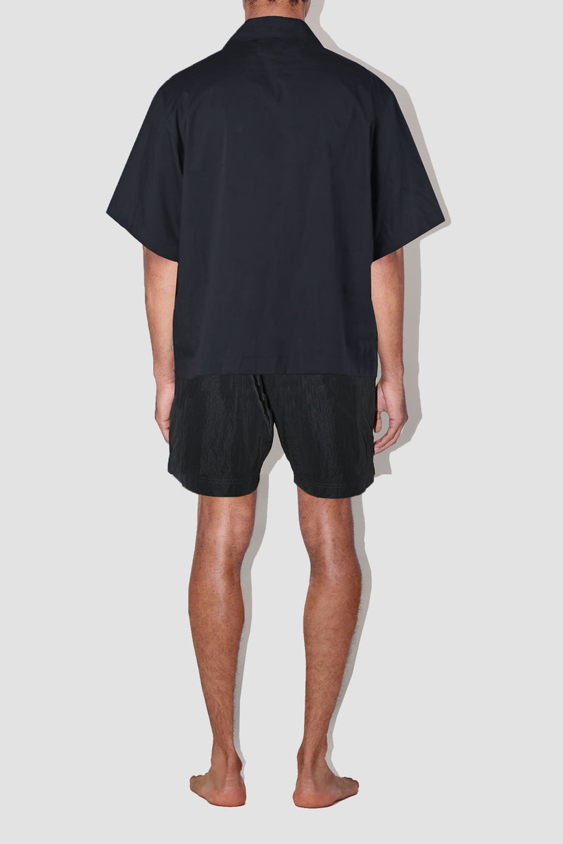 Saulo Cuban Shirt Smooth Weave Black