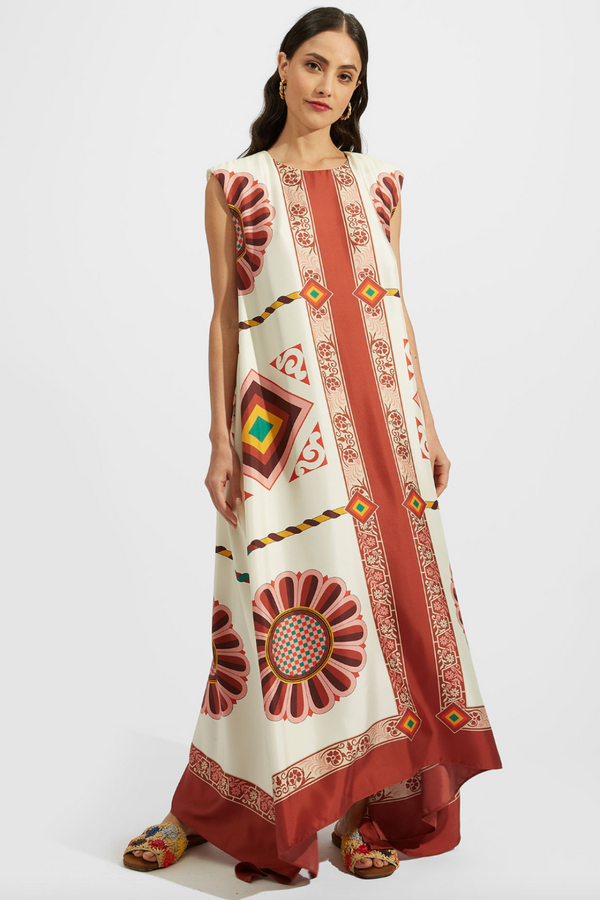 LA DOUBLE J SAN CARLO DRESS PLACED maxi dress colorful printed flowy 