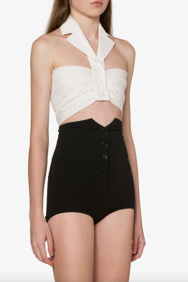 PHILOSOPHY CROP TOP DRAPED IN STRETCH POPLIN 