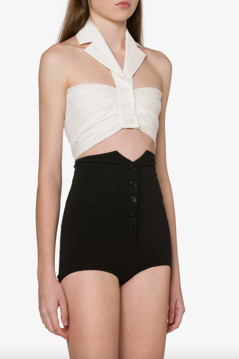 PHILOSOPHY CROP TOP DRAPED IN STRETCH POPLIN