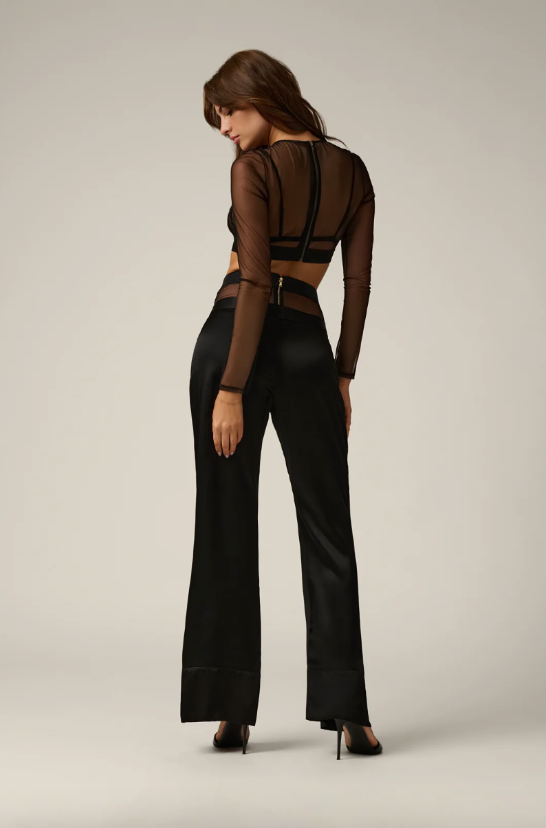 Illusion Cropped Long Sleeve Top