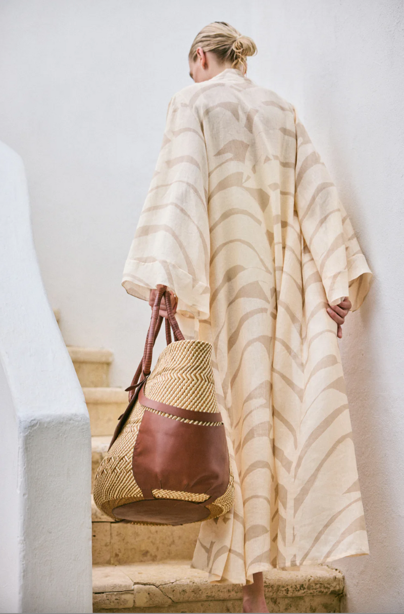 Sail Softy Kimono in Swim Palm Stripes (Final Sale)