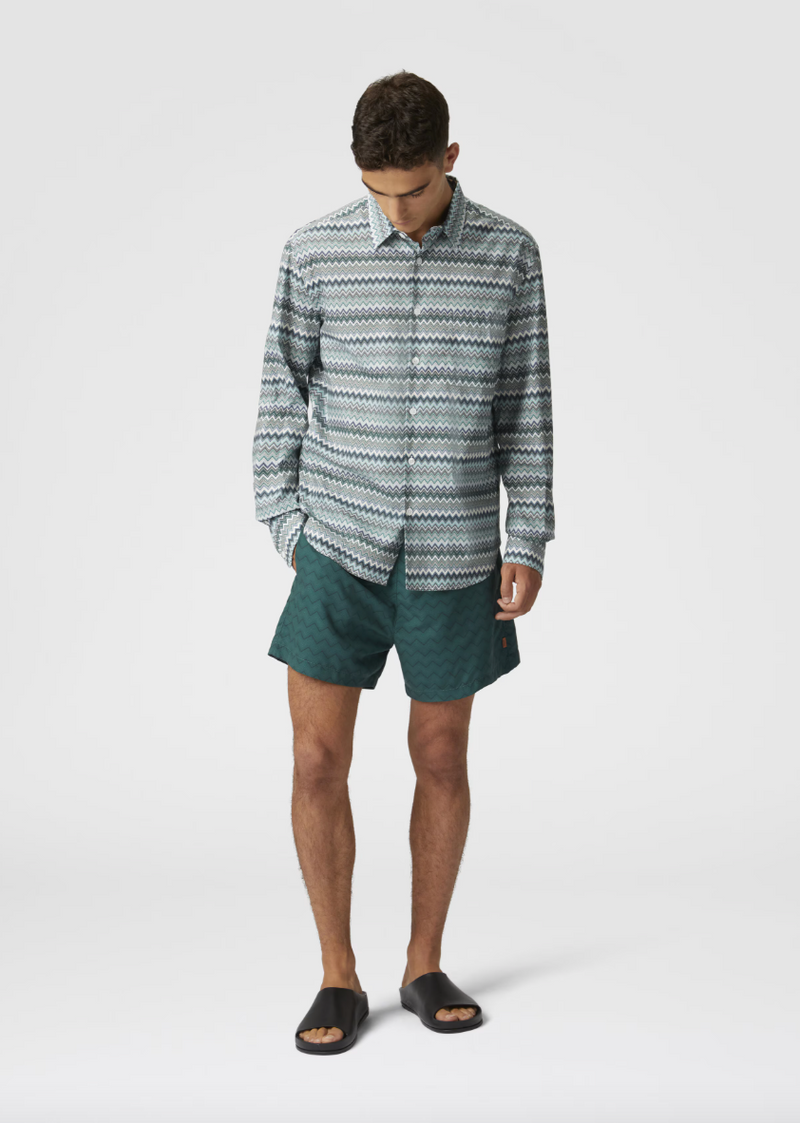 Chevron Swim Trunks in Green/Black