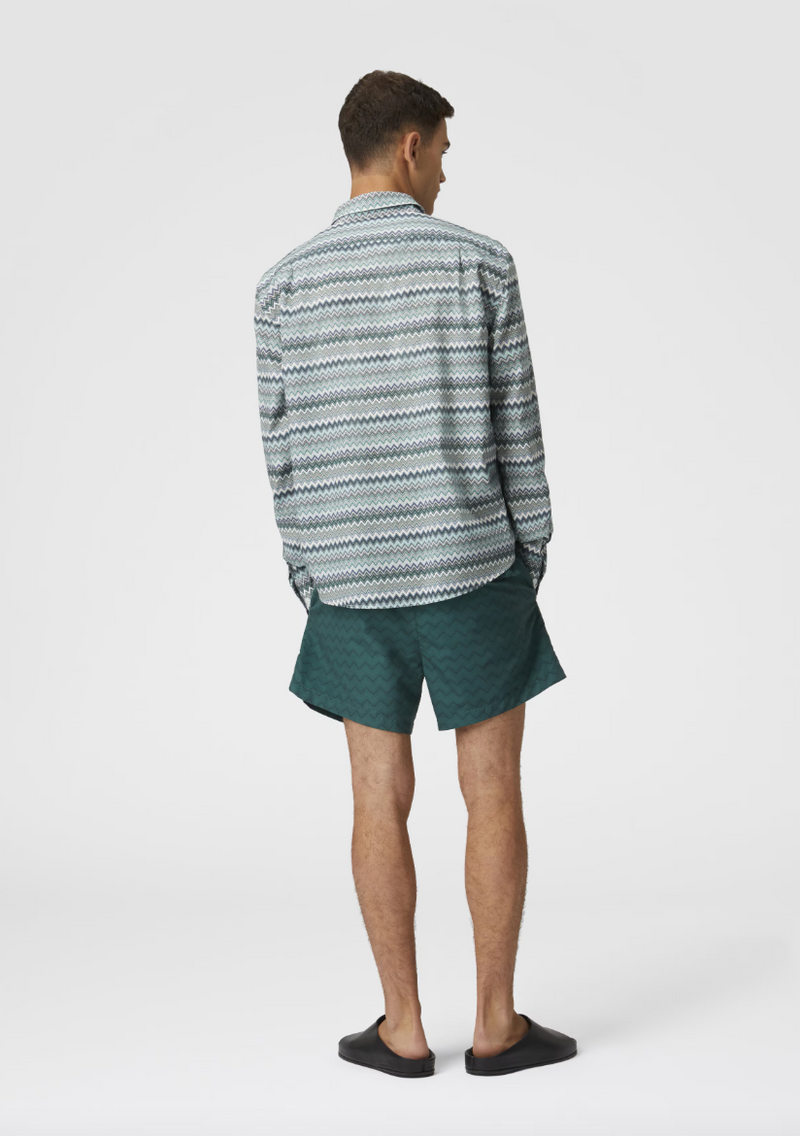 Chevron Swim Trunks in Green/Black