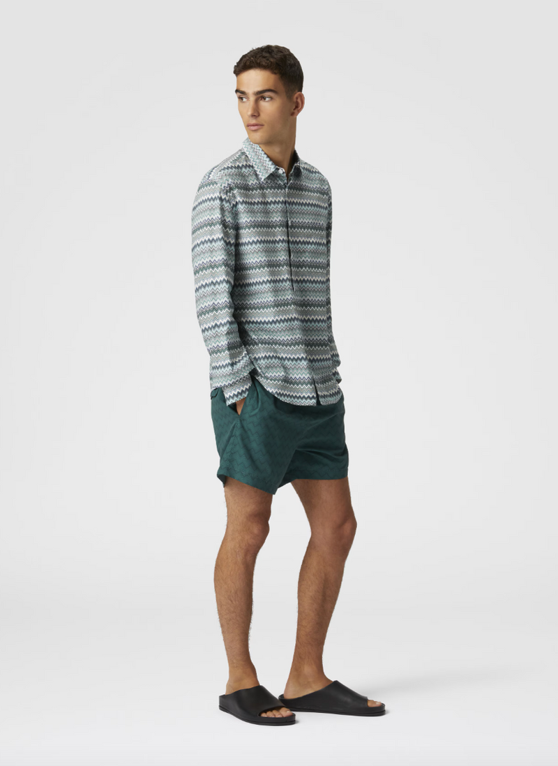 Chevron Swim Trunks in Green/Black