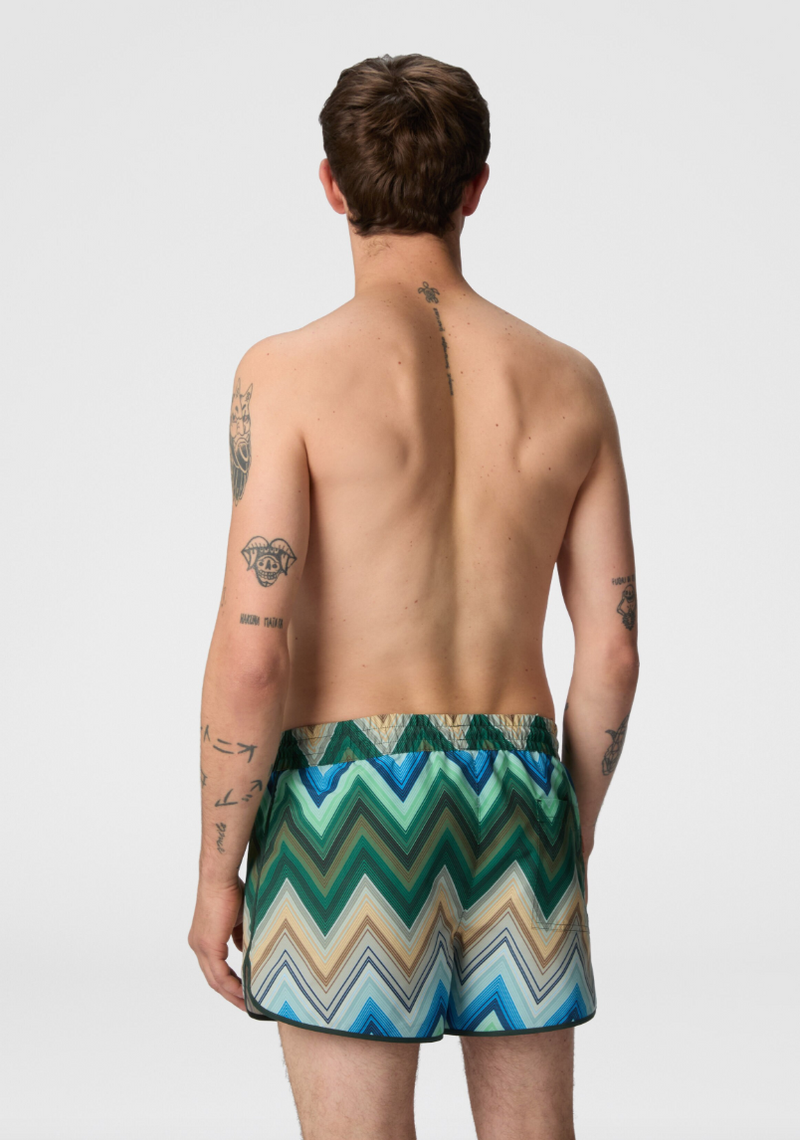 Swim Shorts with Macro Zigzag Print