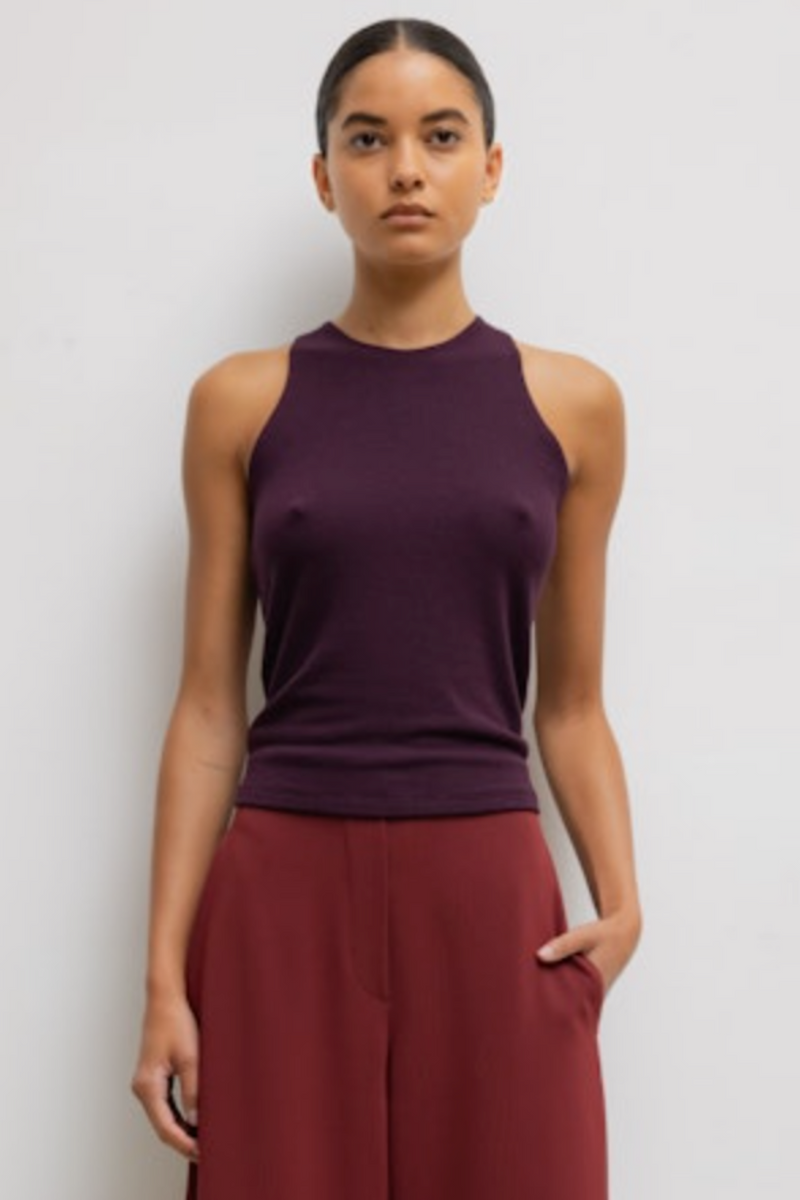Lauren High Neck Tank in Berry