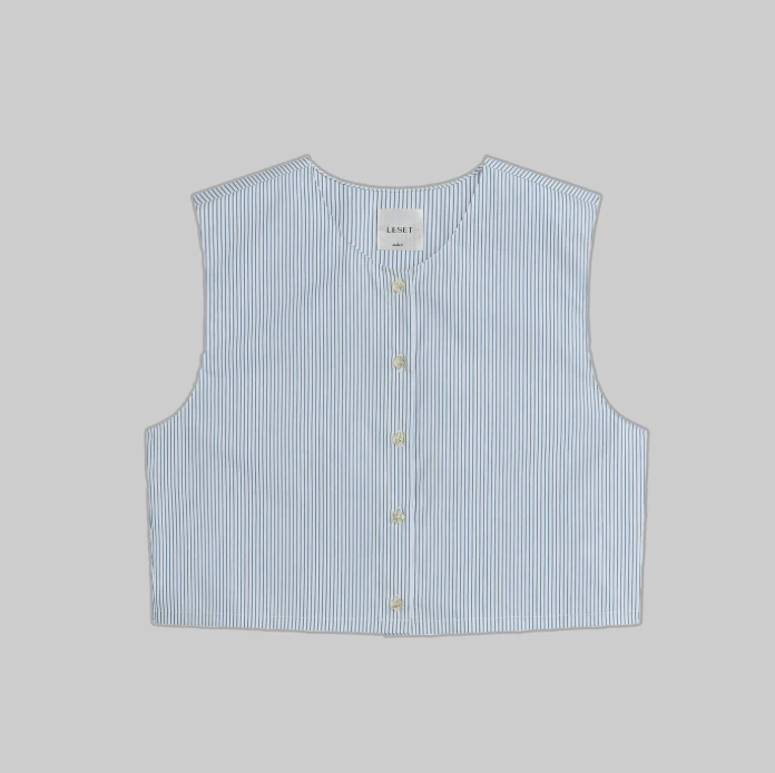 Yoshi Crewneck Vest in Seaside Stripe