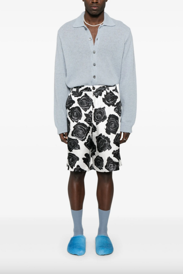 Luna Silk Twill Shorts Lily White