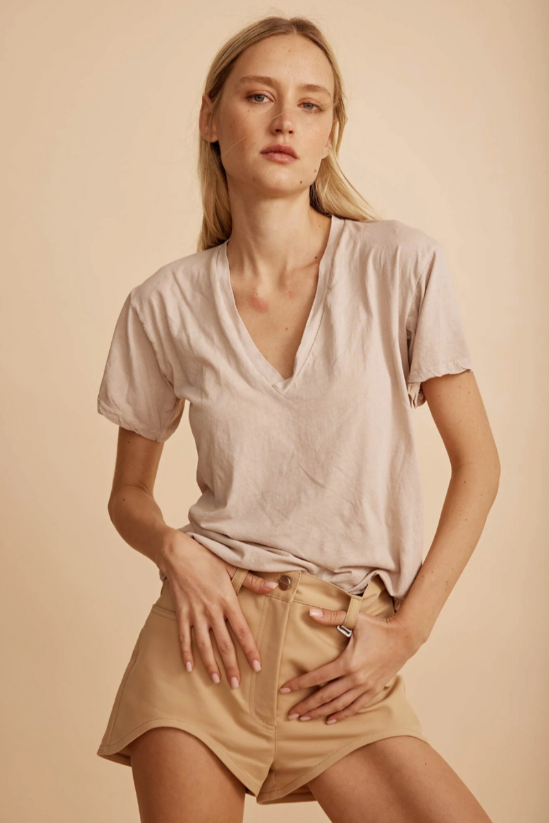 Jessica V Neck Tee Bone